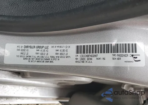 2015 Chrysler 200 Limited from USA, damaged, VIN 1C3CCCAB8FN632007